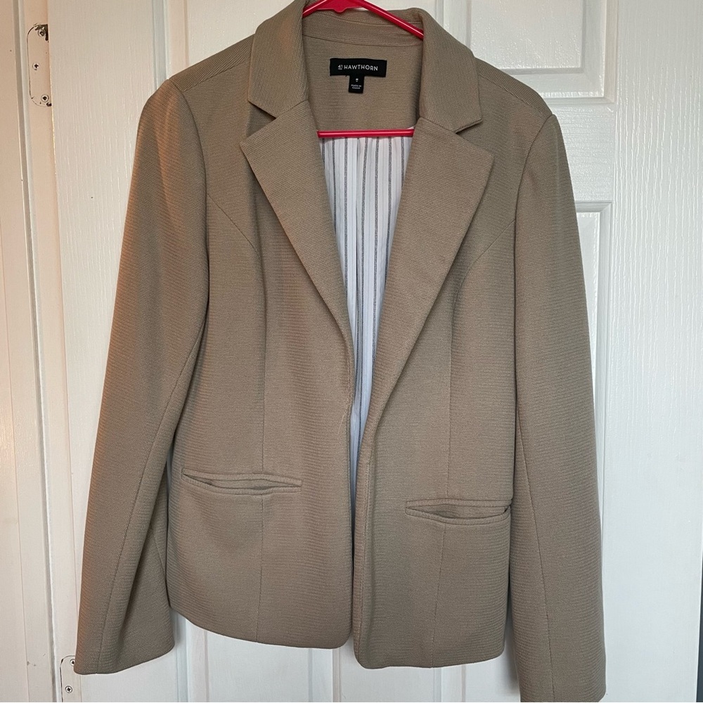 41 Hawthorn | Khaki blazer knit with roll sleeves Size M Stitch fix
